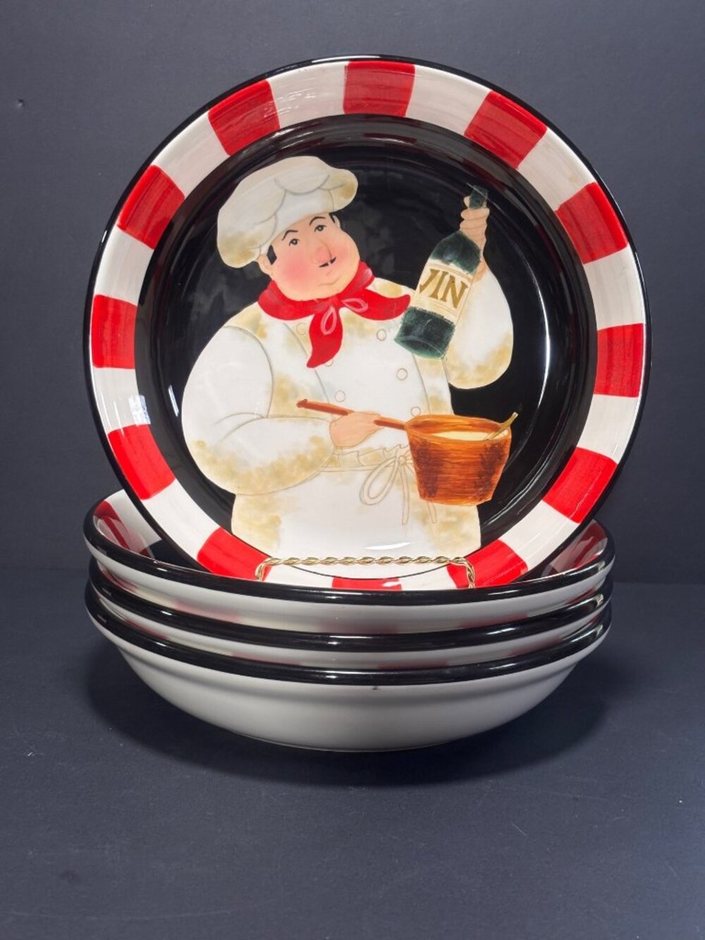 Certified International Stephanie Stoffer Pasta Plates Set Of 4 Vintage